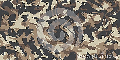 Brown beige camouflage seamless grunge pattern. Modern urban camo texture, fashionable fabric. Vector Vector Illustration